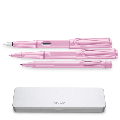 Set Lamy Safari Pluma + Roller + Boligrafo Lightrose1