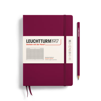 Libreta leuchtturm1917 Tapa Dura Mediana A5 Cuadros Port Red1