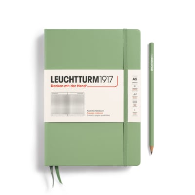 Libreta Tapa Dura Mediana A5 251P Cuadros, Sage1