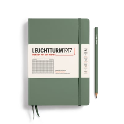 Libreta leuchtturm1917 Tapa Dura Mediana A5 Cuadros, Olive1