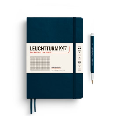 Libreta leuchtturm1917 Tapa Dura Mediana A5 Cuadros,Deep Sea1