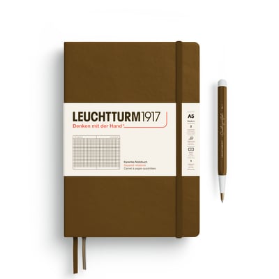 Libreta leuchtturm1917 Tapa Dura Mediana A5 Cuadros, Spice Brown1