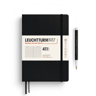 Libreta Mediana A5 Tapa Dura 411 Páginas Líneas, Black1