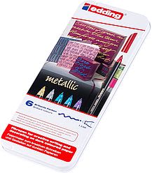 Set 6 marcadores fibra Edding E-1200 Metalicos