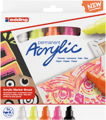 Set 5 Marcadores Acrílico trazo grueso Edding e-5000 Color neón