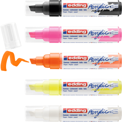 Set 5 Marcadores Acrílico trazo grueso Edding e-5000 Color neón