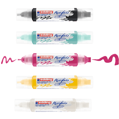 Set 5 Marcadores acrílico 3D edding 5400 punta doble