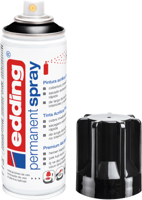 Spray permanente de pintura acrílica de alta gama Edding E-5200 Negro Brillante