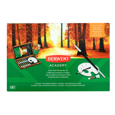 Set Pintura Acrílica Caja de Madera Marca Derwent Academy 1