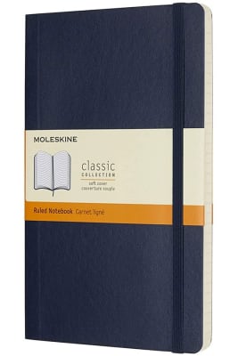 Classic notebook - T. Blanda - Large - Azul Zafiro - De rayas1