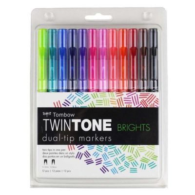 Caja De Marcadores Doble Puntas Brillantes X 10 Uds. Tonos Brillante1