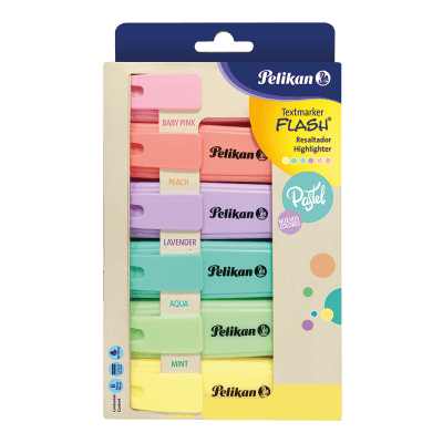 DESTACADOR FLASH PASTEL x 6 UNID1