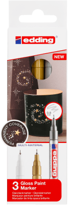 Set 3 marcadores Óleo Permanente Edding E-780 Metalico