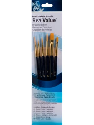 SET PRINC 6 PINCELES SINTÉTICO TAKLON DORADO AZUL SH1