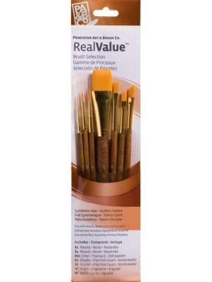 SET PRINC 7 PINCELES SINTÉTICO TAKLON DORADO CAFÉ SH1
