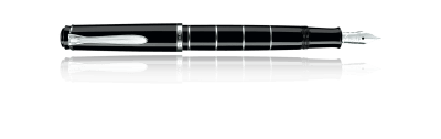 Pluma Pelikan M215 F Mecanismo de Pistón Anillos de Plata1