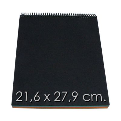 Croquera Bond de colores 80gr Tapa Negra Esp. Plástico Formato Carta Block (21,6x27,9cm, 5 colores,1
