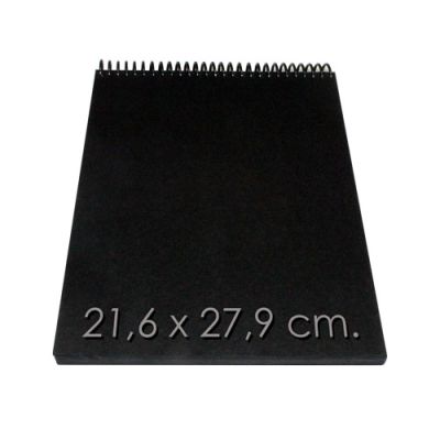 Croquera Bond Negro 80gr Tapa Negra Esp. Plástico Formato Carta Block (21,6x27,9cm, 100hj)1