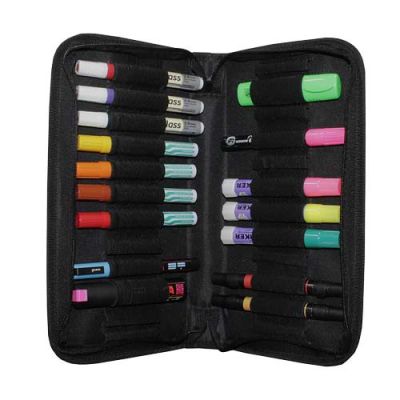 Estuche rigido plegable de lona negro con cierre para plumones2