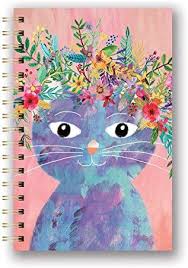Cuaderno Anillado Mediano Tapa Dura Gatito con Flores1