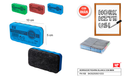 Borrador De Pizarra Blanca Con Iman 10x5cm Color Variado1