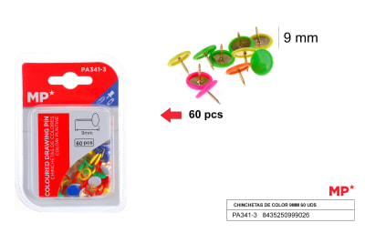 Pack De Chinches Cabeza Plana De Colores 9mm X 60Udsdo1