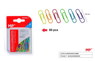 Pack De Clips Fluorescentes 28mm X 80Uds Color Variado1