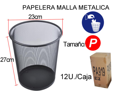 Papelera De Rejilla Metalica 27cmX23cm Color Negro1