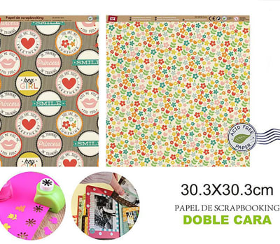 Papel De Scrapbooking Doble Cara Flores/Sticker 30.3X30.3Cm1