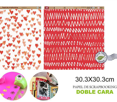 Papel De Scrapbooking Doble Cara Curvas/Corazones 1