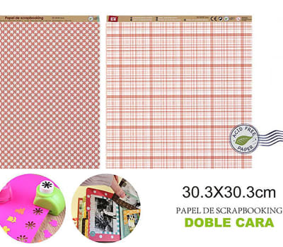 Papel Scrapbooking Doble Cara Lineas/Cuadros/Estrellas 30X301