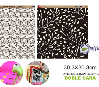 Papel De Scrapbooking Doble Cara Bicicletas/Flores 1