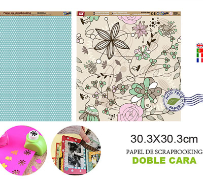 Papel De Scrapbooking Doble Cara Jardin/Puntos 30.3X30.3Cmdo1