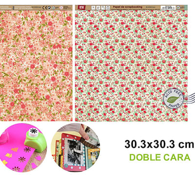 Papel De Scrapbooking Doble Cara Variedad De Flores 1