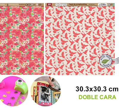 Papel De Scrapbooking Doble Cara Ramillete/Mariposas 1