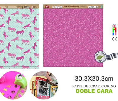 Papel De Scrapbooking Doble Cara Rosas/Caballos 30.3X30.3Cm1