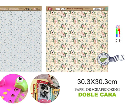 Papel De Scrapbooking Doble Cara Puntos/Rosas 30.3X30.3Cmdo1