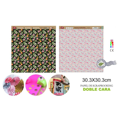 Papel De Scrapbooking Doble Cara Garzas/Palmas 30.3X30.3Cmdo1