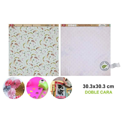 Papel De Scrapbooking Doble Cara plumas/Copitos 30.3X30.3Cm1
