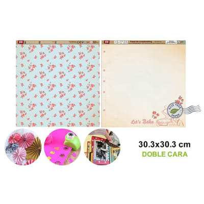 Papel De Scrapbooking D/Cara Lineas Marmoleadas/Ramilletes 1