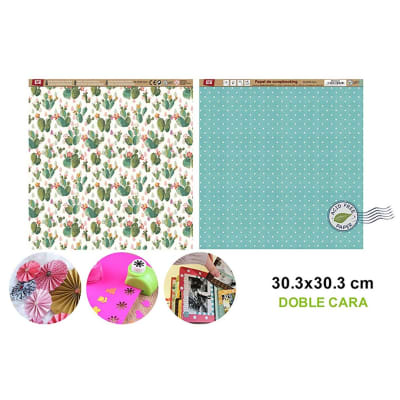 Papel De Scrapbooking Doble Cara Puntitos/Cactus 30.3X30.3Cm1