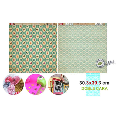 Papel De Scrapbooking Doble Cara Mariposas 30.3X30.3Cmdo1