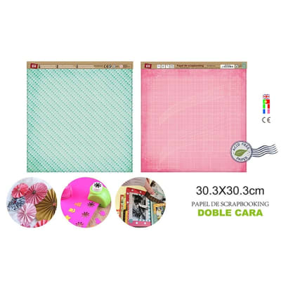 Papel De Scrapbooking Doble Cara Milimetradas/Ganchitos d1