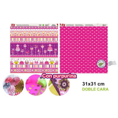 Papel Scrapbooking Estrellas/Accesorios Dama+Glitter 31X31Cm1