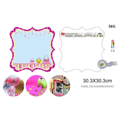 Papel Scrapbooking Doble Cara Margen Decorada+Glitter 31X31Cm1