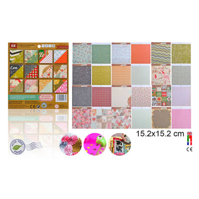 Block De Scrapbooking Doble Cara 15,2x15,2cm X 24 Diseños (13)Marca Madrid Papel Color Variado (MP)1
