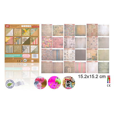 Block De Scrapbooking Doble Cara 15,2x15,2cm X 24 Diseños (18) Marca Madrid Papel Color Variado (MP1