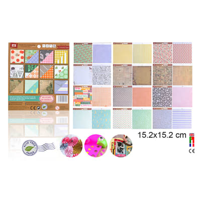 Block De Scrapbooking Doble Cara 15,2x15,2cm X 24 Diseños (20) Marca Madrid Papel Color Variado (MP1