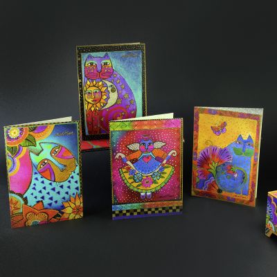 Tarjetas De Saludo Con Sobre Laurel Burch Colorful 2 En 1 Sobre + Esquela /12X17 Cm1