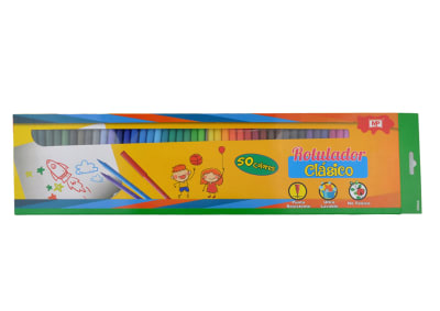 Set De Plumones Lavables Punta Resistente X 50 Uds Marca Madrid Papel Color Surtido (MP)1